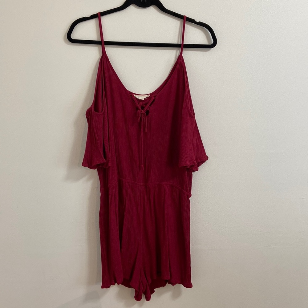 LA Hearts Cranberry Shorts Romper